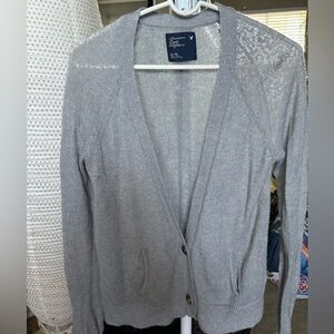american eagle outfitters Blouse XL Women’s V-neck Gray Cardigan Buttons/pockets